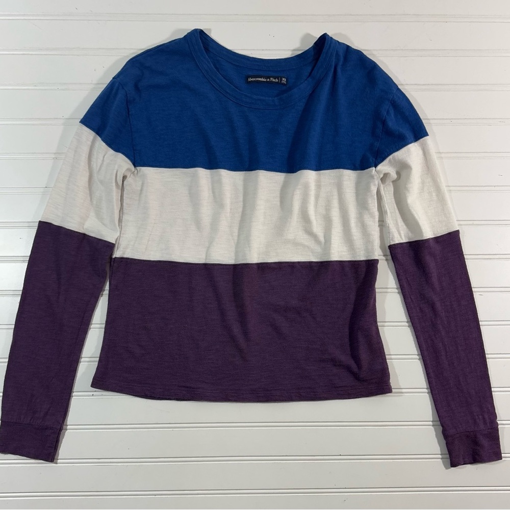 Abercrombie & Fitch Stripe Colorblock Shirt Size XS Y2K Preppy Indie Sleaze